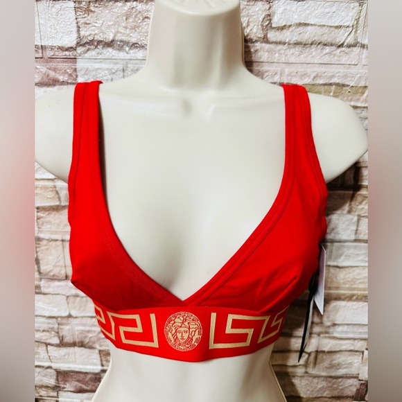 Versace Red Greca Border Bra sz 2 NWT - Picture 1 of 7